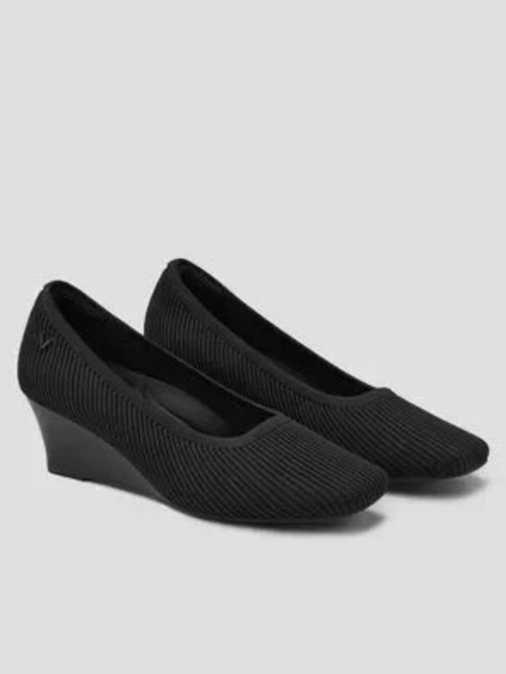 Vivaia Square Toe Margo Wedge Pro Black Size 7 EU 37.5